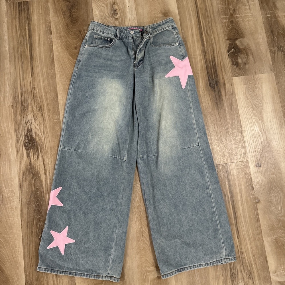 Edited Trish Star Jeans Size Xs  Wide Leg Skater Style